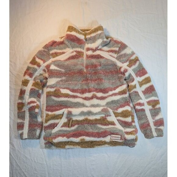 Hooey Tops - Hooey women's size small super cozy sherpa pull over pink tan white pockets